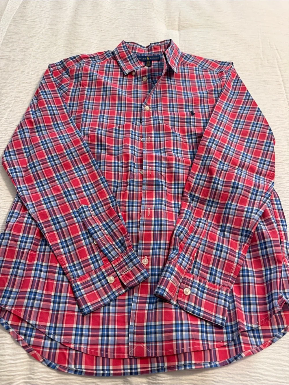 Ralph Lauren Red and Blue Plaid Button-Down Shirt